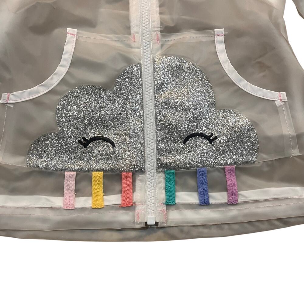 Carter’s Girls 24 Month Clear Gray Cloud Rain Drops Pink Button Cuff Hooded
